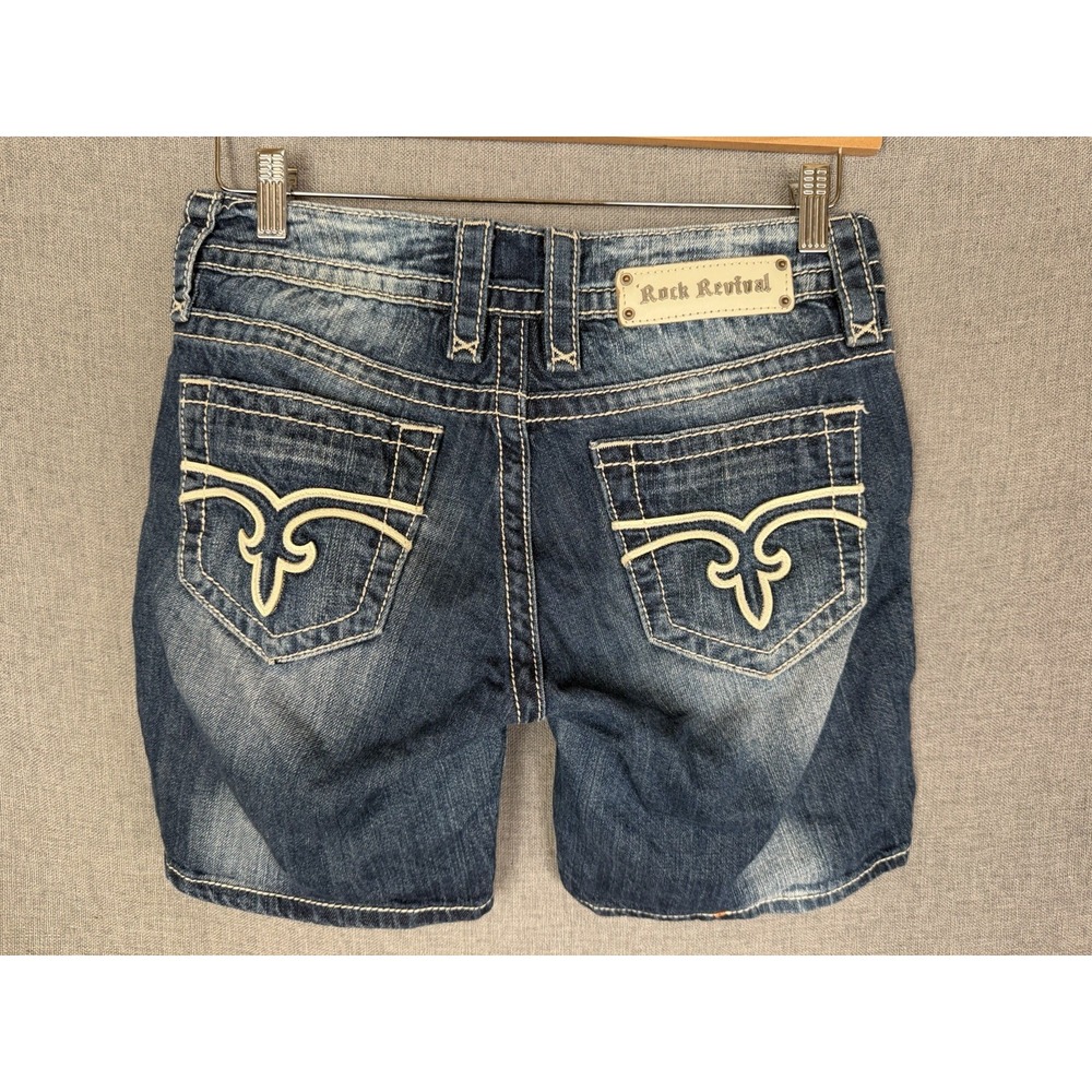Rock Revival Emilie Easy Short Medium Rise in Womens Size 27 Bermuda Blue Jean